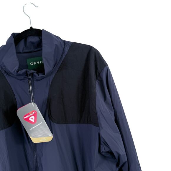 Orvis Foul Weather Blue Full Zip Nylon Jacket Packable Travel NEW Mens XXL - Picture 2 of 8